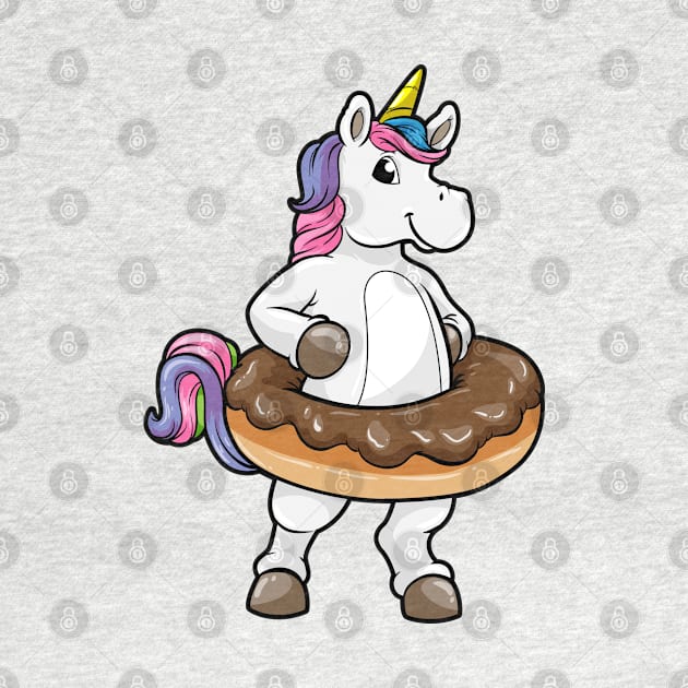 Happy unicorn in a chocolate donat by Markus Schnabel